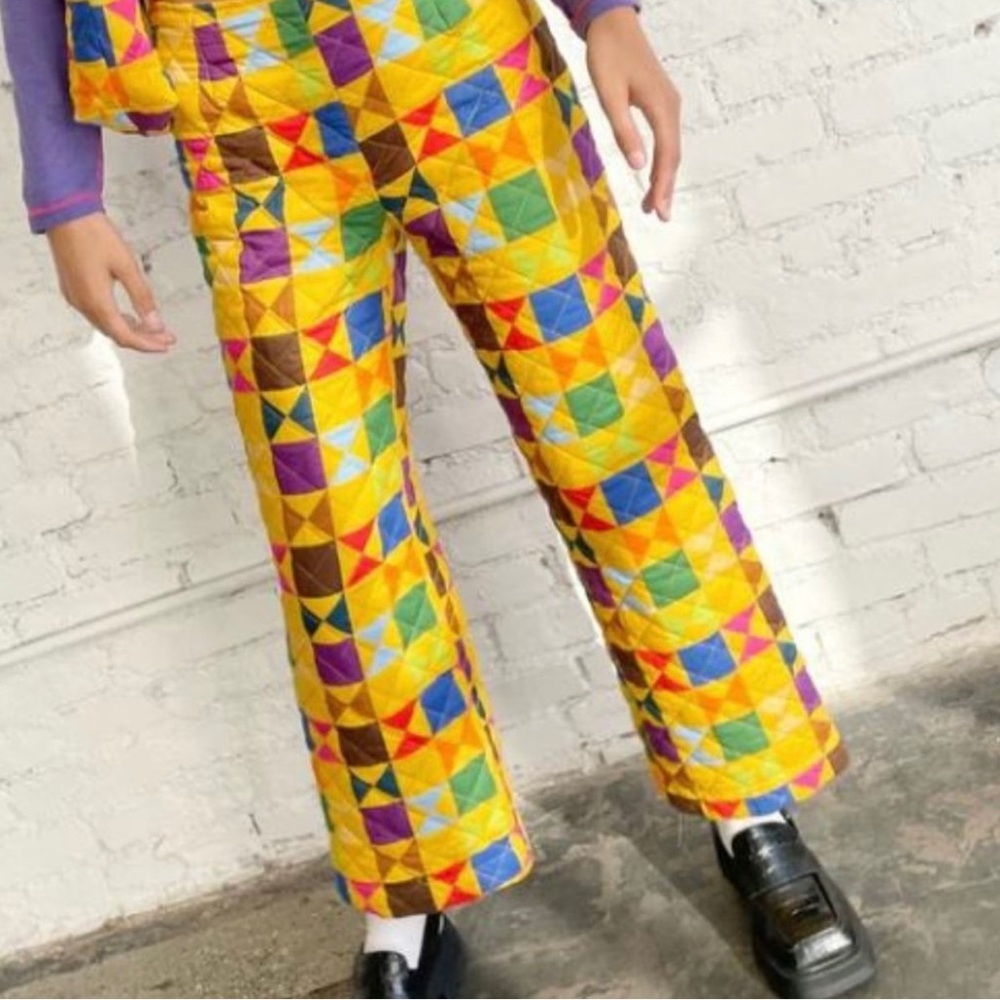 Luisa Quilted Pants Lisa Says Gah - Yellow Quilt - Small Only - Picture 2 of 7